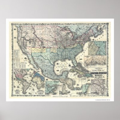 World Map Usa. Military Map USA 1862