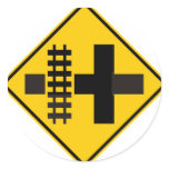 Railroad Parallels Main Road at Crossroad Sign stickers