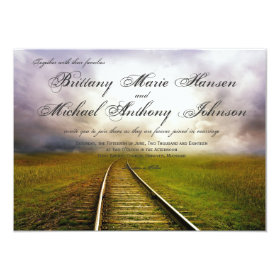 Railroad Path in Field Country Wedding Invitations 4.5