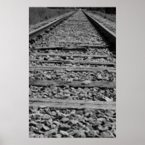 Railroad tracks black and white poster
