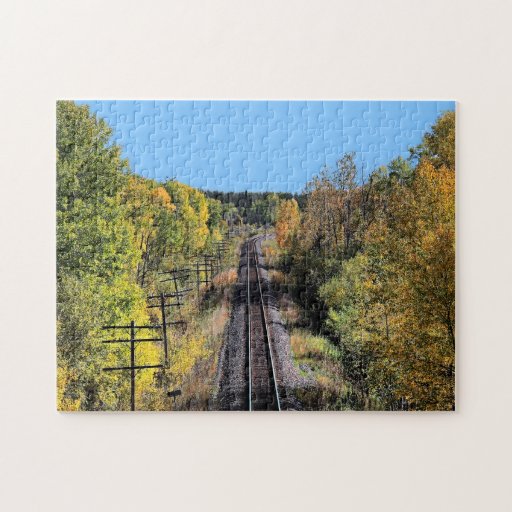 Railroad Tracks Fall Scene Large Photo Puzzle Zazzle