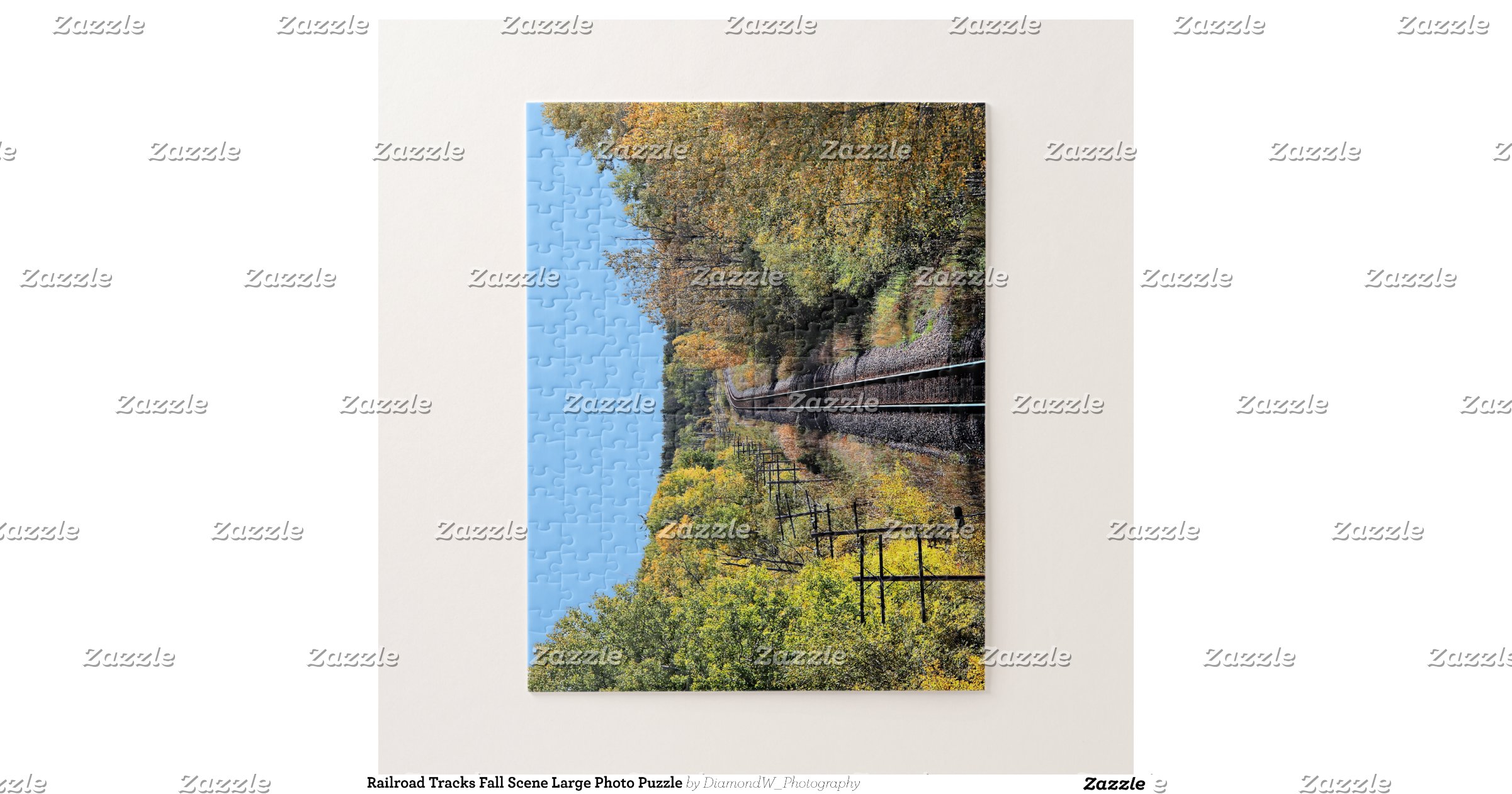 Railroad Tracks Fall Scene Large Photo Puzzle Zazzle