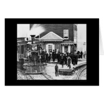 Railroad Train Crowd at Hanover Junction, PA 1863 cards