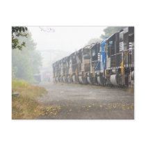Railroad  Train Locomotives In The Mist postcards