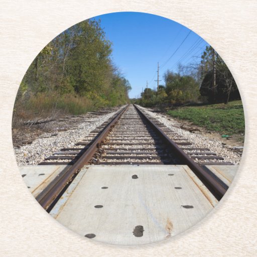 Railroad Train Tracks Photo Round Paper Coaster Zazzle