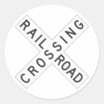 RailroadCrossing Sign Round Sticker