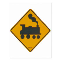 Railway Crossing Road Sign postcards