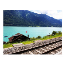 Railway track in Swiss postcards