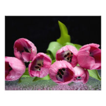 Rain Covered Pink Tulips Personalized Invitation