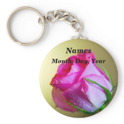 Rain Drop Kisses of Nature on Pink Rose Keychains