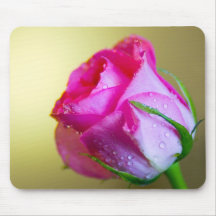 Rain Drop Kisses of Nature on Pink Rose Mouse Mats