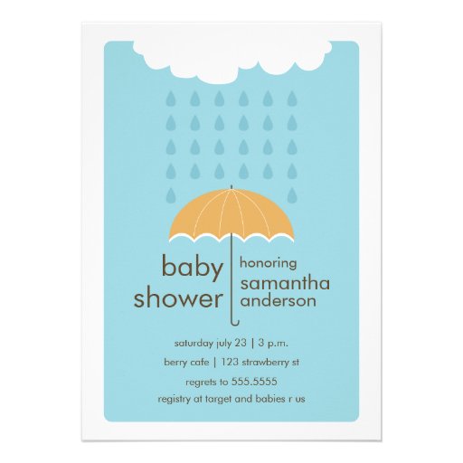 Rain Drops Baby Shower Invitation - Boy