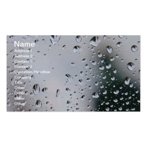 Rain Drops on glass Business card profile card (front side)