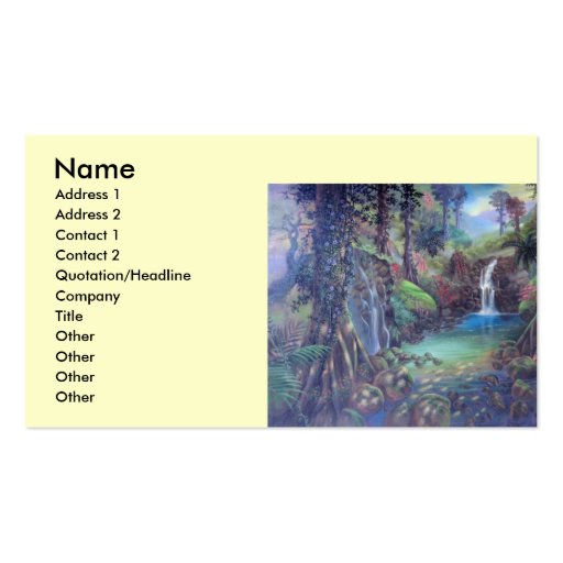 Rain Forest Landscape River Waterfalls Art Business Cards (front side)