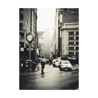 Rain in New York City - Vintage Style Gallery Wrapped Canvas