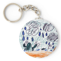 rain in the dessert childrens artwork key chain
