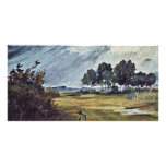 Rain Landscape By Busch Wilhelm (Best Quality) Custom Photo Card