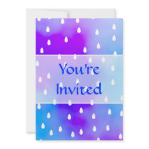 Rain with blue and purple cloudy sky. announcements