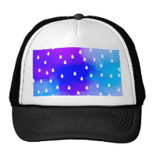 Rain with blue and purple cloudy sky. mesh hats