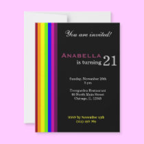Rainbow 21st Birthday invitations