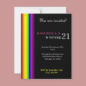 Rainbow 21st Birthday invitations