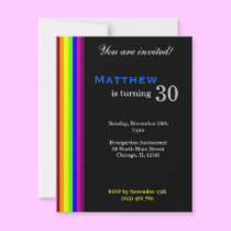 Rainbow 30th Birthday invitations