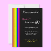Rainbow 40th Birthday invitations