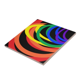Rainbow Abstract Bold Colors Ceramic Tile