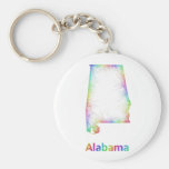 Rainbow Alabama map Basic Round Button Keychain