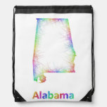 Rainbow Alabama map Drawstring Bag