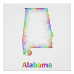 Rainbow Alabama map Poster