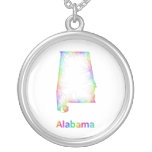 Rainbow Alabama map Round Pendant Necklace