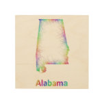 Rainbow Alabama map Wood Wall Art