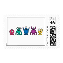 Rainbow Alien Monsters Postage Stamp