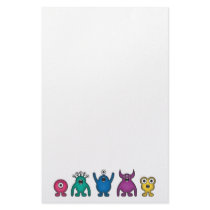 Rainbow Alien Monsters Personalized Stationery