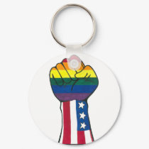 rainbow/American flag fist keychains