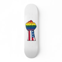 rainbow/American flag fist Skate Decks