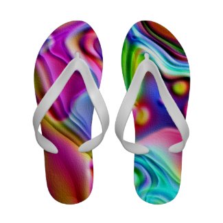 Rainbow Amoeba Abstract Swirls Flip-Flops