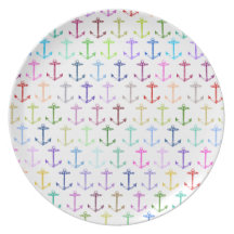 Rainbow anchor pattern dinner plate