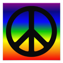 Rainbow and Black Peace Symbol Photo Print