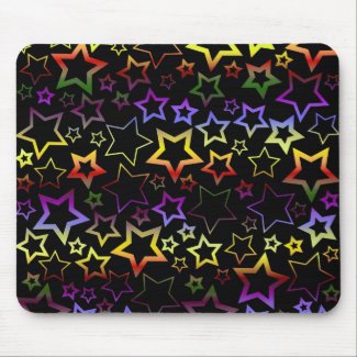 Rainbow and Black Stars Pattern mousepad