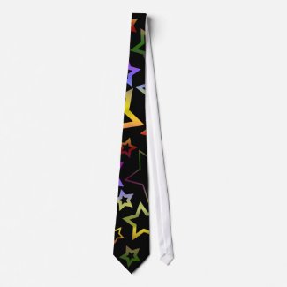 Rainbow and Black Stars Pattern tie