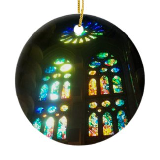 Rainbow and Blue Stained Glass ornament