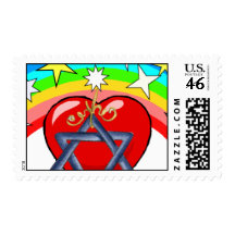 Rainbow and Jewish Stars Postage Stamp