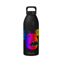 Rainbow Anglerfish on Black 32oz Water Bottle