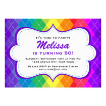Rainbow Argyle Pattern invitations