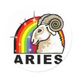 Rainbow Aries Round Stickers