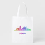 Rainbow Atlanta skyline Reusable Grocery Bags