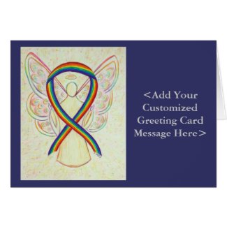 Rainbow Awareness Ribbon Angel Personalized Cards