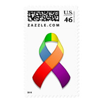 Rainbow Awareness Ribbon II Postage postage by jamieco Rainbow Awareness Ribbon II Postage postage